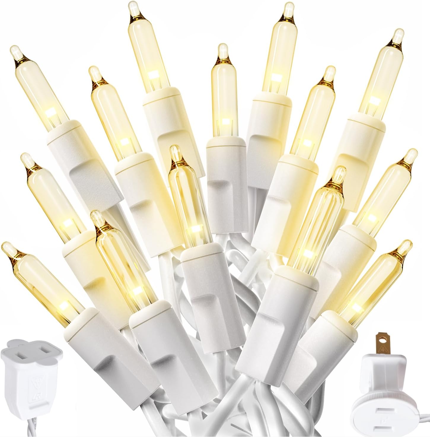 Prextex 200 Count Clear Christmas Lights - 40 Ft Warm White Xmas Lights String Bulbs With White Wire for Indoor and Outdoor Holiday Decor, Trees and More