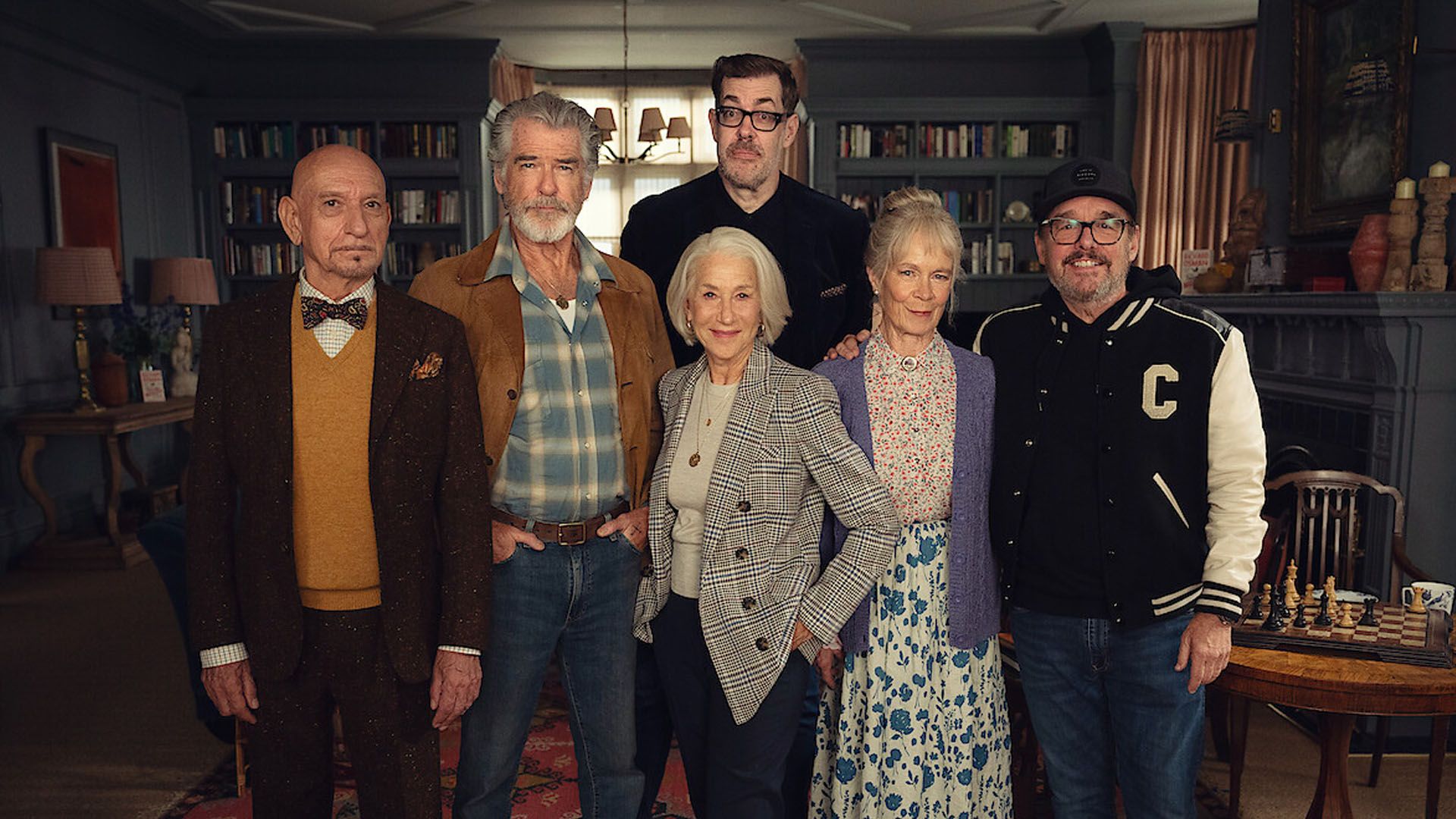 The Thursday Murder Club cast and crew photo.
