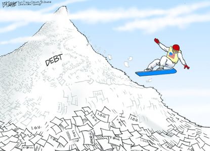 Political cartoon U.S. deficit Olympics 2018