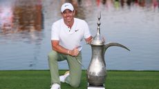 Rory McIlroy with the Hero Dubai Desert Classic trophy