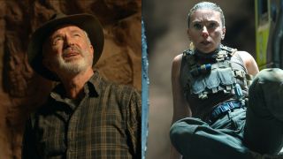 Sam Neill in Jurassic World Dominion and Scarlett Johansson in Jurassic World Rebirth