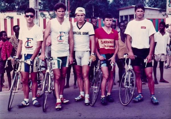 A French Team participates in the Tour du Benin in the early 1990's.