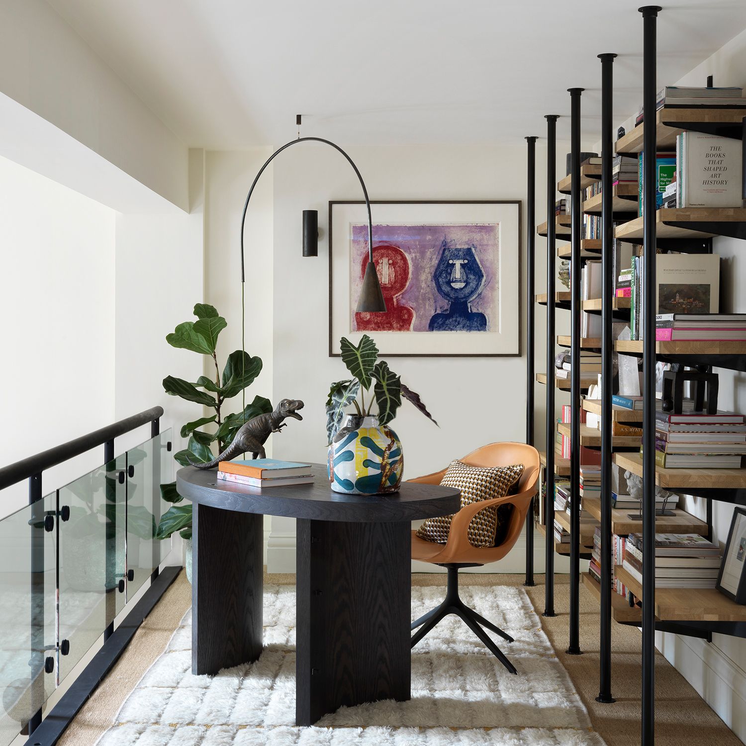 Home office set on a mezzanine
