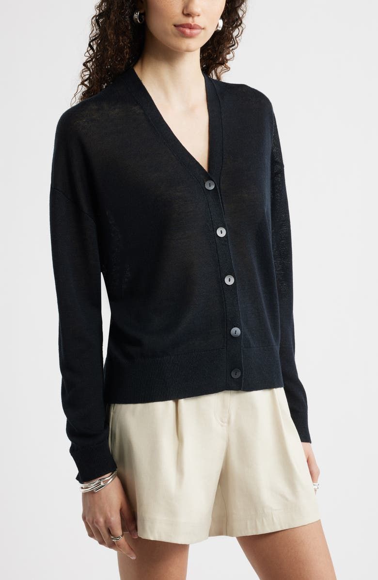 V-Neck Linen & Viscose Cardigan