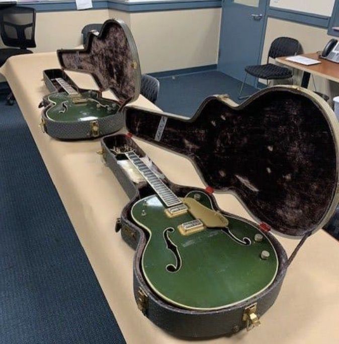 Nine stolen guitars recovered by the Santa Cruz Police Department