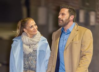 Jennifer Lopez and Ben Affleck are seen at "Jimmy Kimmel Live" on December 15, 2021 in Los Angeles, California