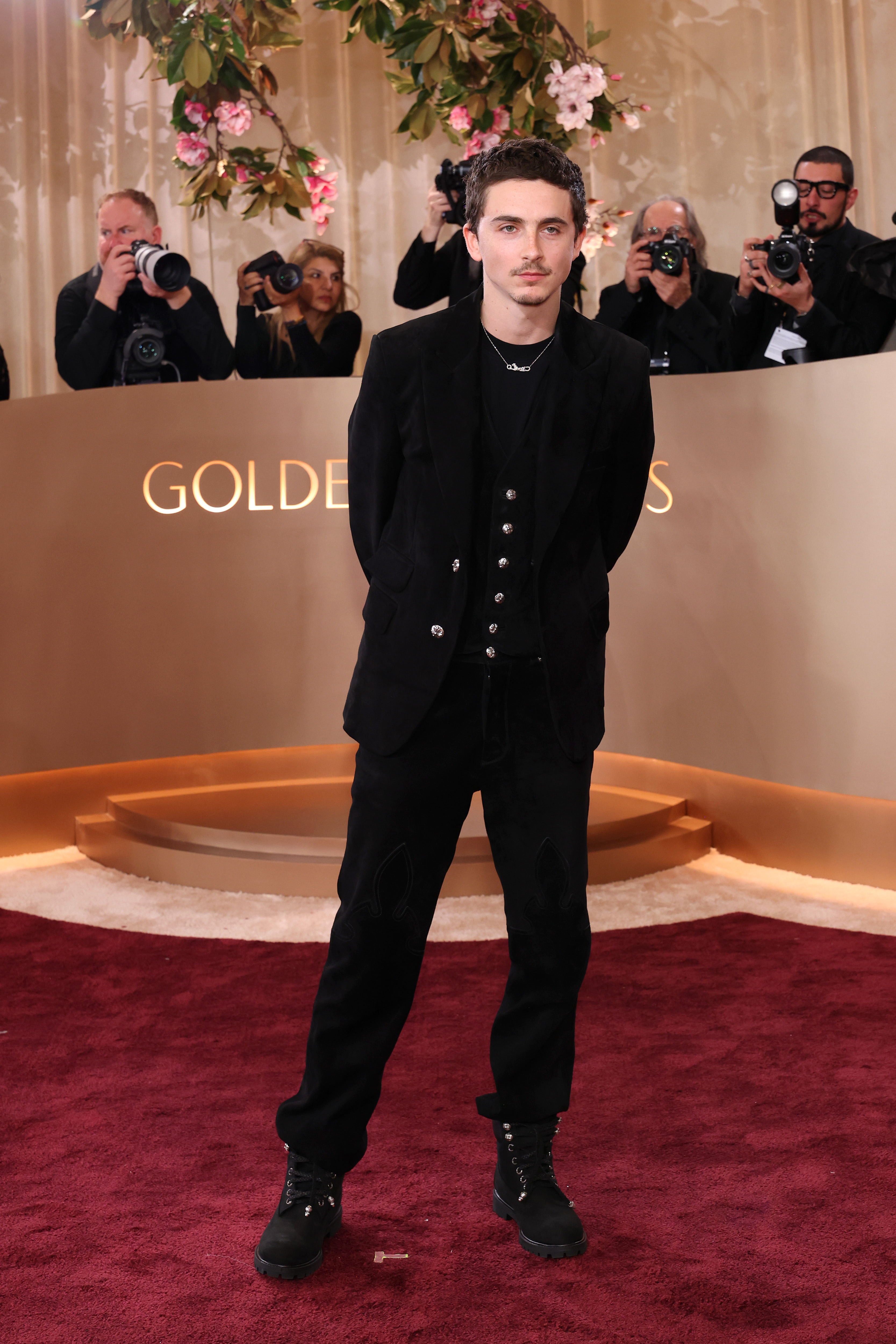 BEVERLY HILLS, CALIFORNIA - JANUARY 11: (FOR EDITORIAL USE ONLY) Timoth&amp;eacute;e Chalamet attends the 83rd Annual Golden Globe Awards at The Beverly Hilton on January 11, 2026 in Beverly Hills, California. (Photo by Monica Schipper/Getty Images)