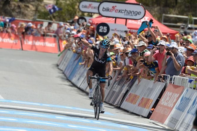 Porte celebrates his win.