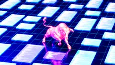 Magnificent Seven bull market concept with AI tech background