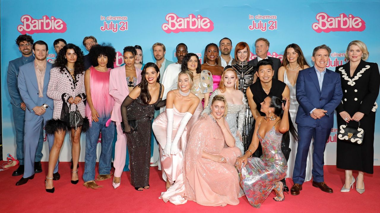 The cast of &quot;Barbie&quot; at a premiere