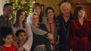 Alison Brie, Kristen Stewart, Mackenzie Davis, Victor Garber, Mary Steenburgen, and others in 'Happiest Season'.