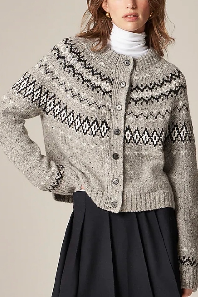 J.Crew, Fair Isle Cardigan in Wool Blend