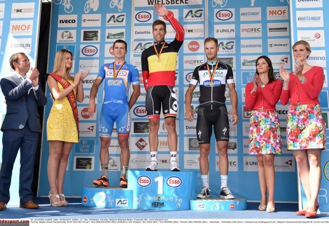 The top three men on the podium