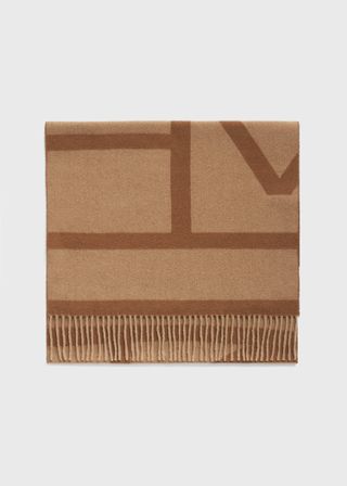 Monogram Jacquard Wool Scarf Camel