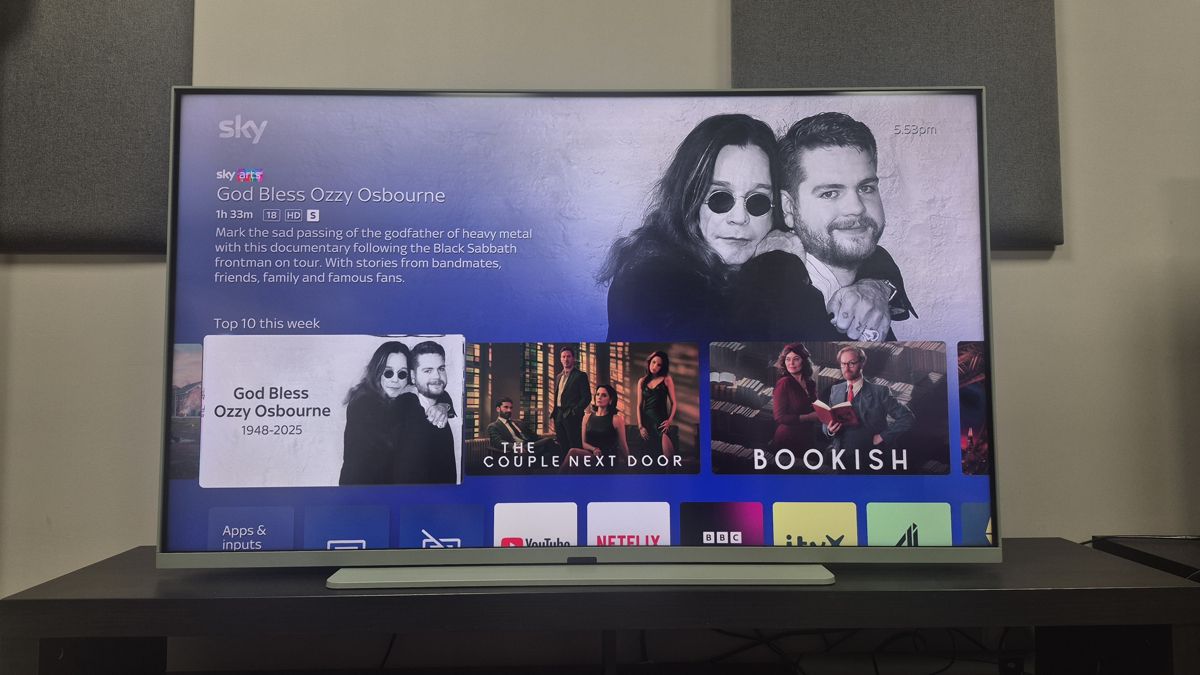 Sky Glass Air home menu