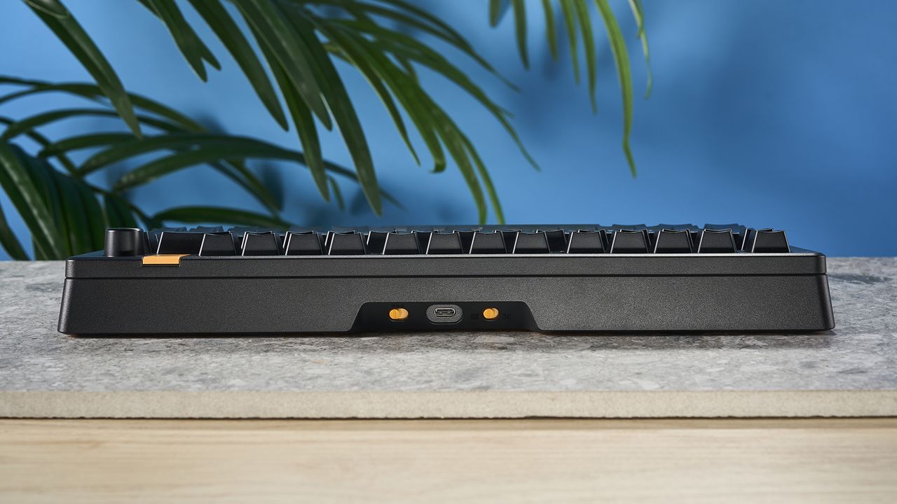 The Glorious GMMK 3 HE keyboard in black on a stone surface
