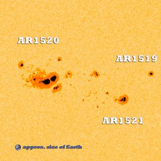 Sunspots AR 1519, AR 1520 and AR 1521