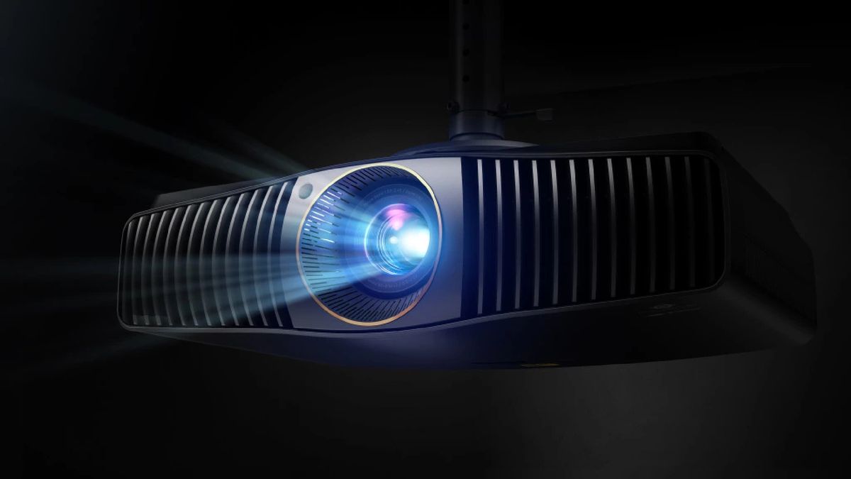 BenQ W5800 projector on black background 