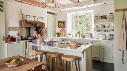 Light green farmhouse kitchen