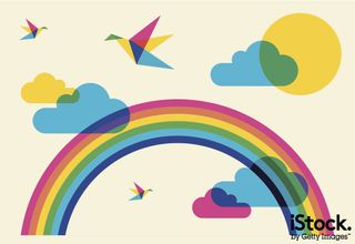 Colourful humming birds and rainbow by Cienpies. This illustration could be used, for example, to help illustrate a children’s book or leaflet