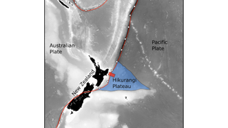A map of the Hikurangi plateau, which sits on the Pacific tectonic plate, to the east of New Zealand's North Island.