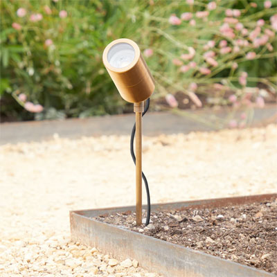 brass garden spike light from Pooky