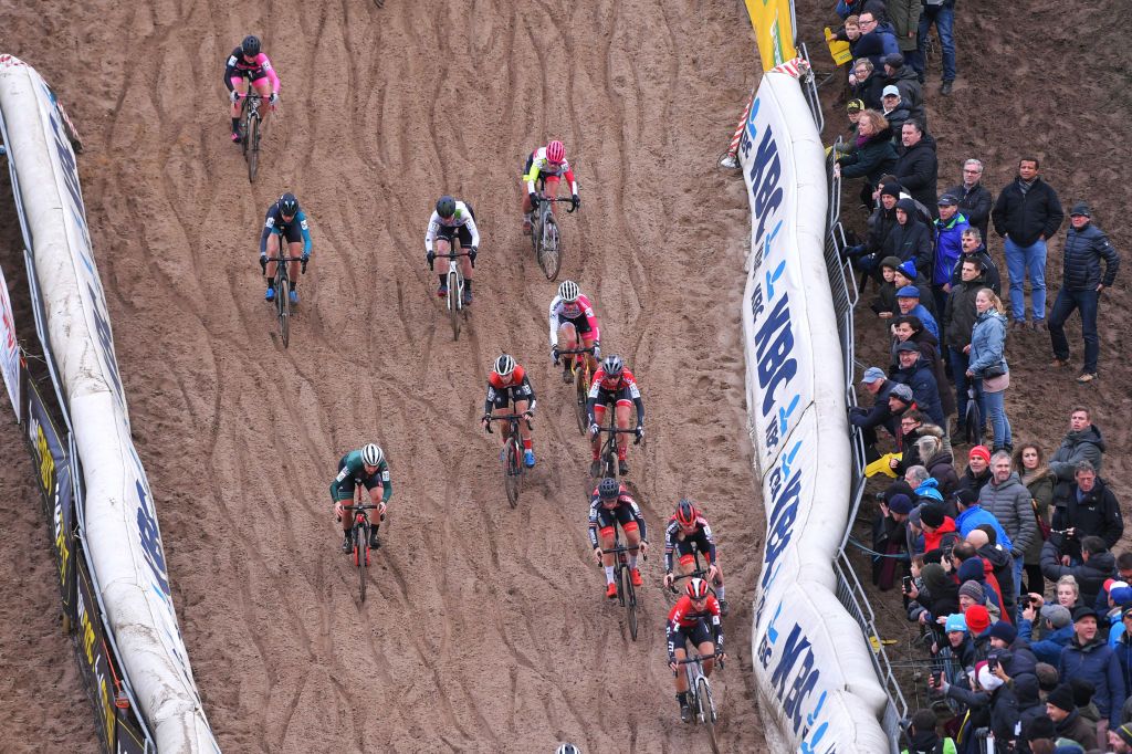ZONHOVEN BELGIUM DECEMBER 08 Pelton Fans Public Mud Detail View during the 24th Superprestige Zonhoven 2019 Women Elite superprestige zonhoven TelenetSuperprestige on December 08 2019 in Zonhoven Belgium Photo by Luc ClaessenGetty Images