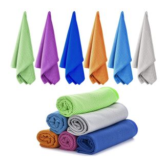 Cooling towels on white background