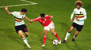 Hal Robson-Kanu scores for Wales against Belgium at Euro 2016