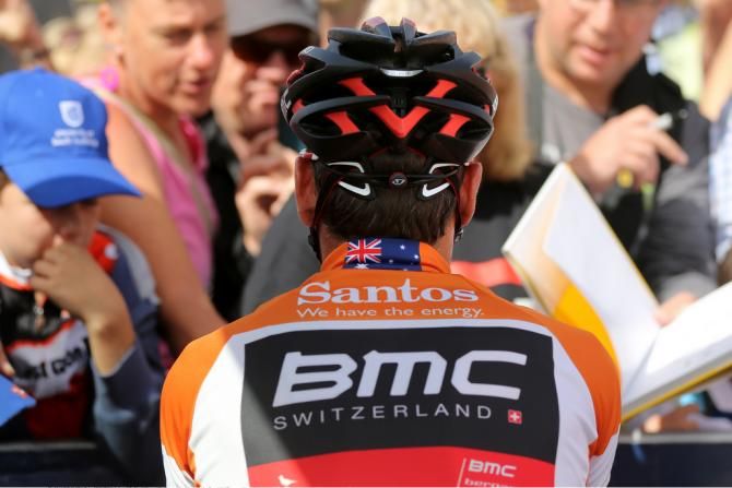 Cadel Evans at the start of the decisive stage to Willunga Hill in 2014
