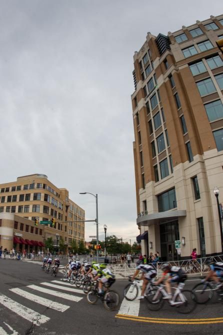The women on the way through the buildings of Clarendon.