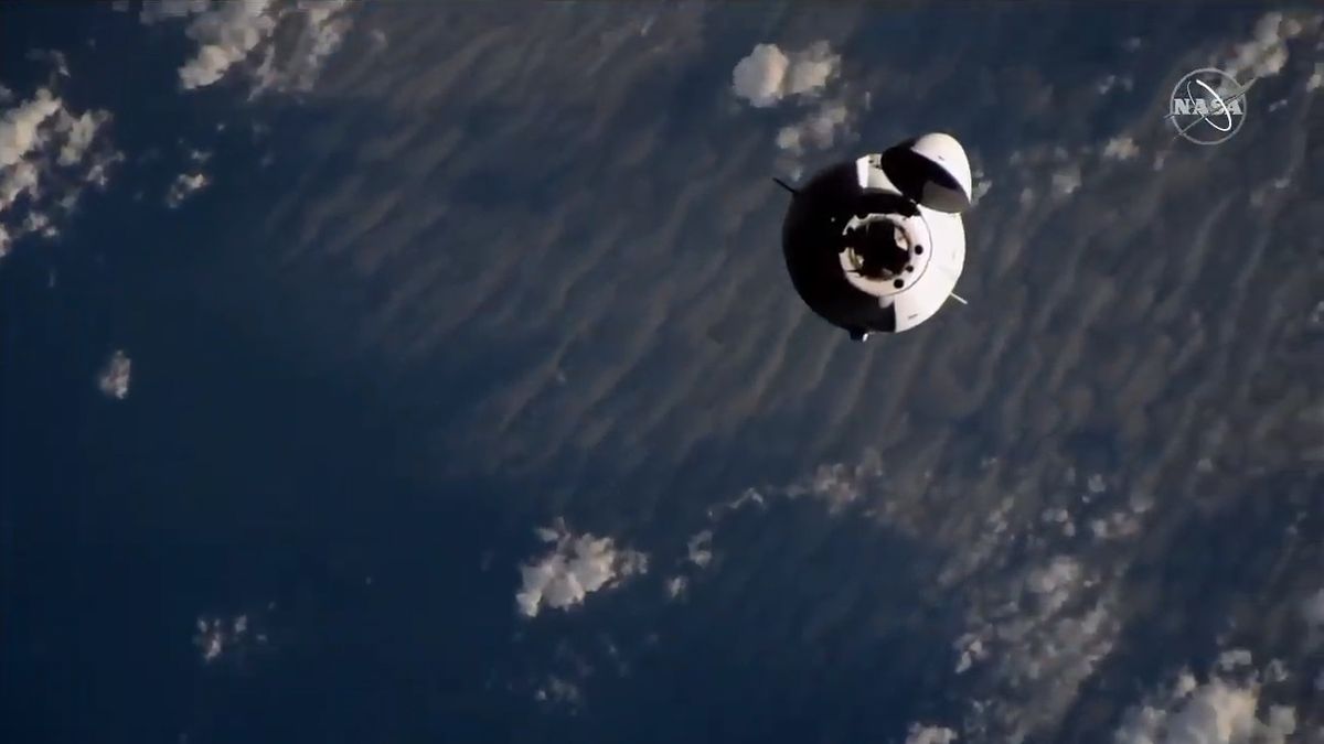 SpaceX's Dragon CRS-21 cargo spacecraft approaches the International Space Station, on Dec. 7, 2020.