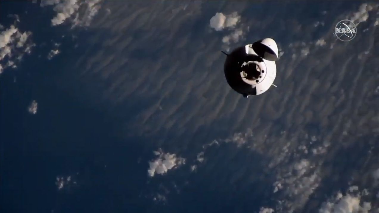 SpaceX's Dragon CRS-21 cargo spacecraft approaches the International Space Station, on Dec. 7, 2020.
