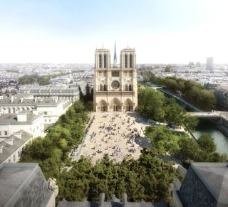 Vision of garden around notre-dame, with landscaping by Bas Smets