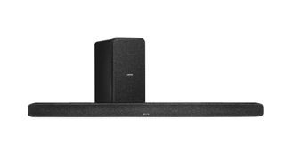 Denon DHT-S517 review: soundbar and subwoofer on white background