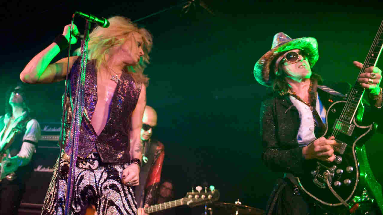 Hanoi Rocks’ Mike Monroe and Andy McCoy performing onstage in the 2000s