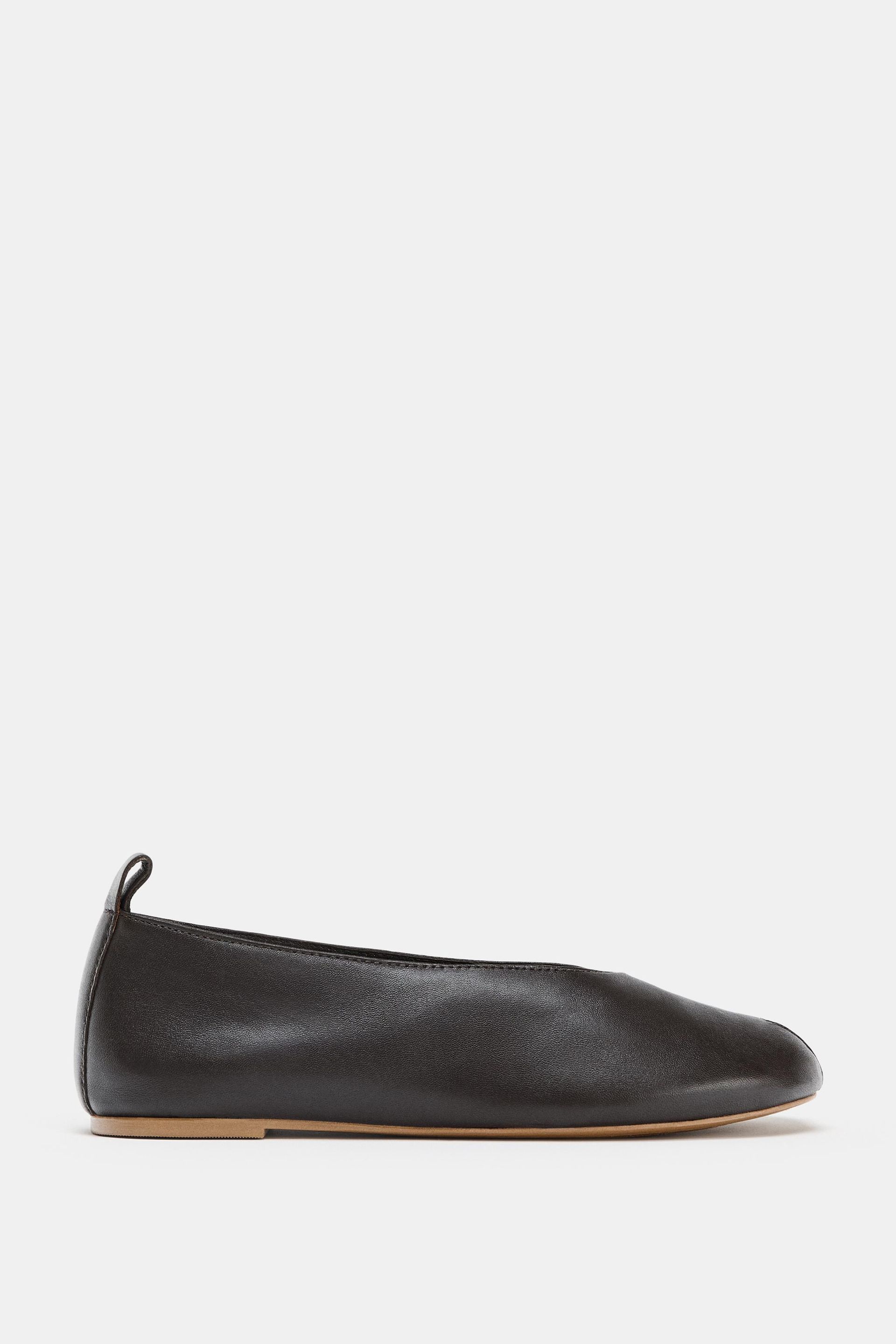 Leather Ballet Flats With Opening
