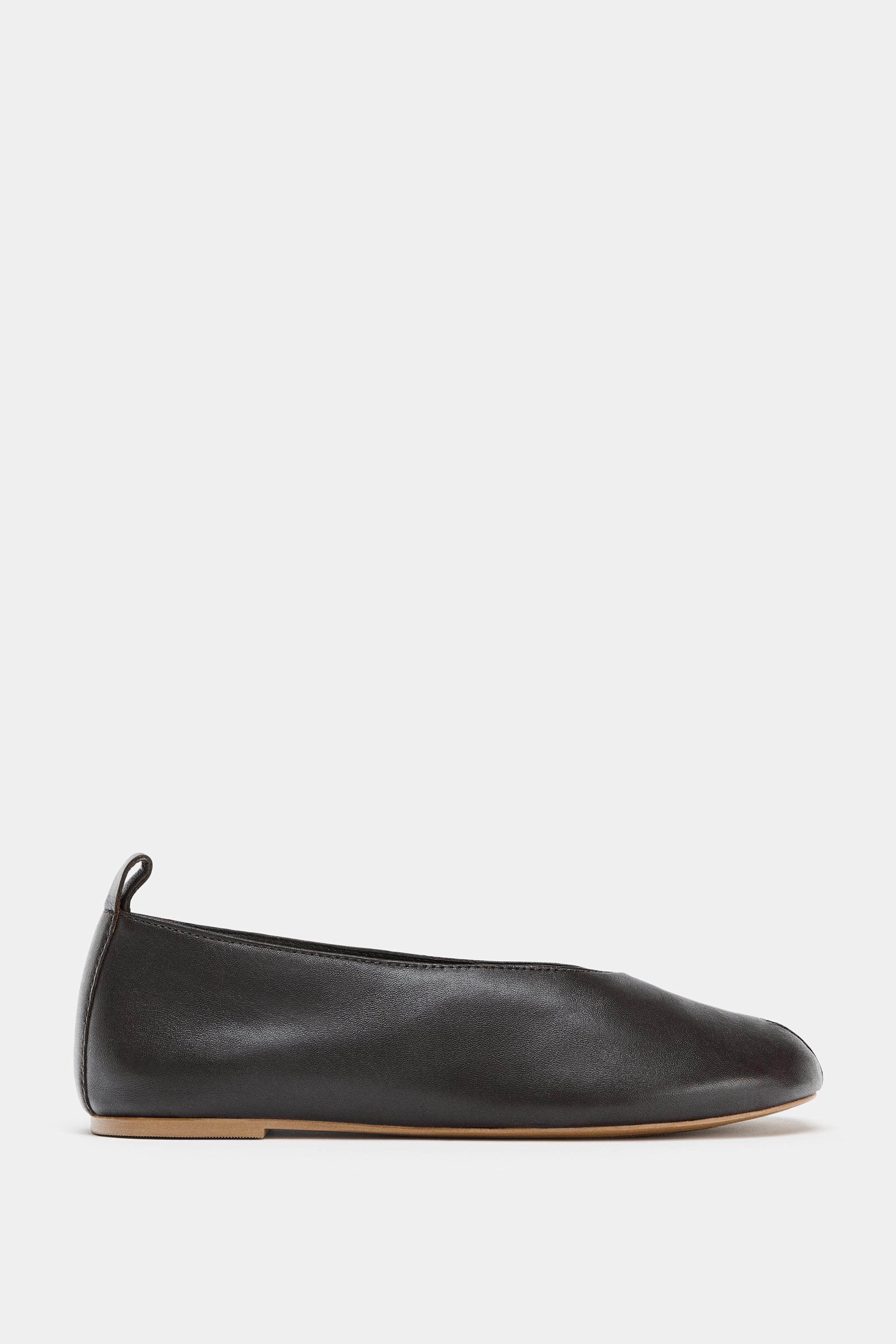 Leather Ballet Flats With Opening