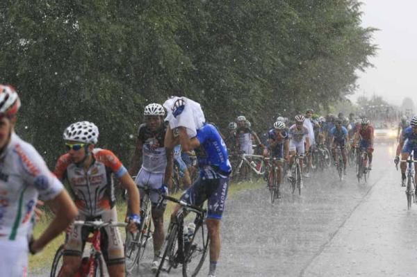 The rain was so bad many riders stopped
