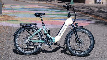 HeyBike Horizon electric bike side view parked on a street 