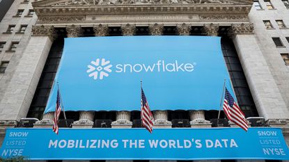 Banner on the NYSE proclaiming the Snowflake IPO