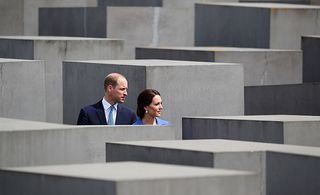 The Duke and Duchess of Cambridge during a visit to the Holocaust Memorial in Berlin on the first day of their three-day tour of Germany. (©Jane Barlow/PA)