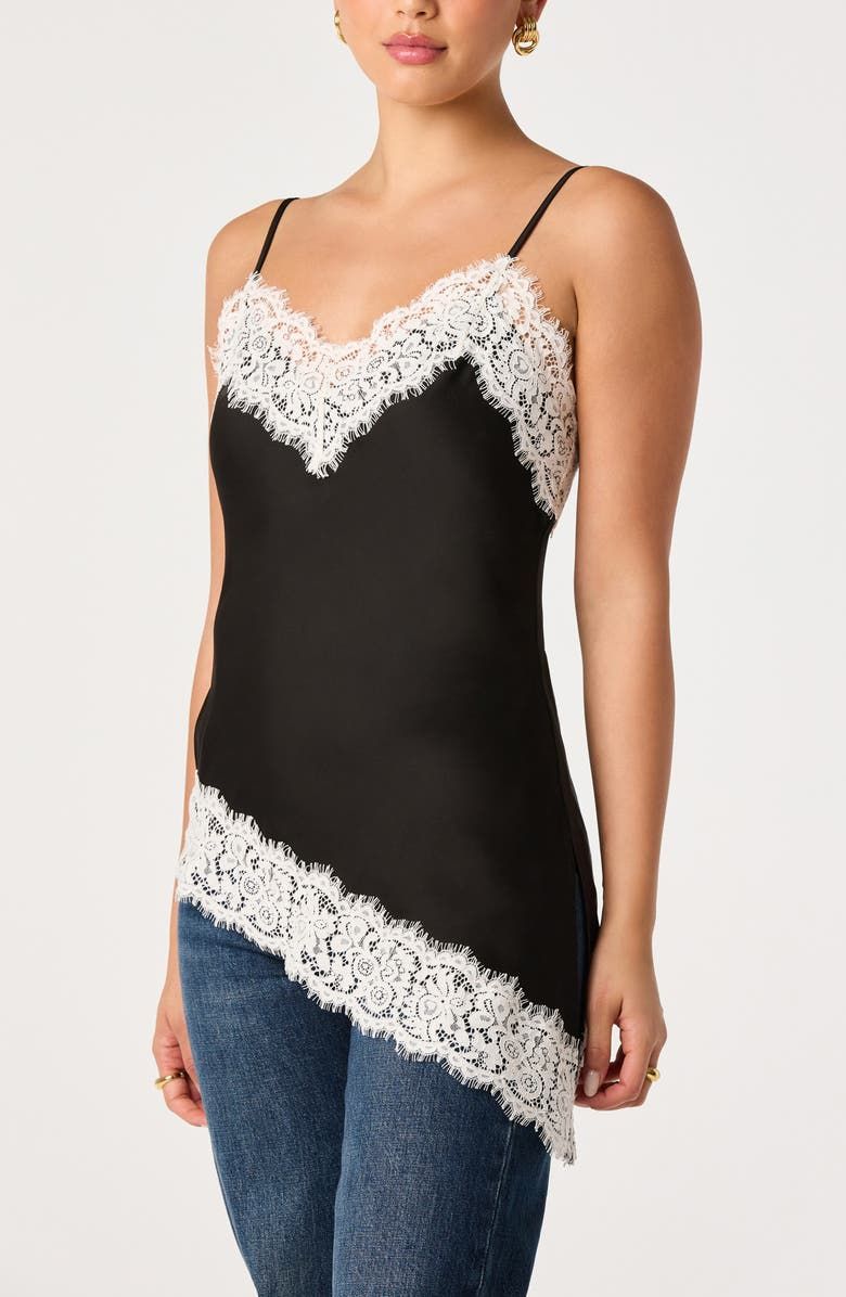 Analise Lace Trim Asymmetric Satin Camisole