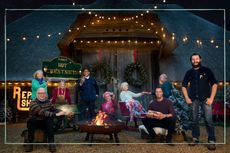 a promo image of the Repair Shop Christmas 2022 special with Jay Blades and other presenters