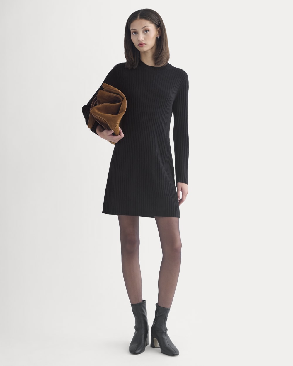 Cashmere Long-Sleeve Mini Dress | Black - Xxs