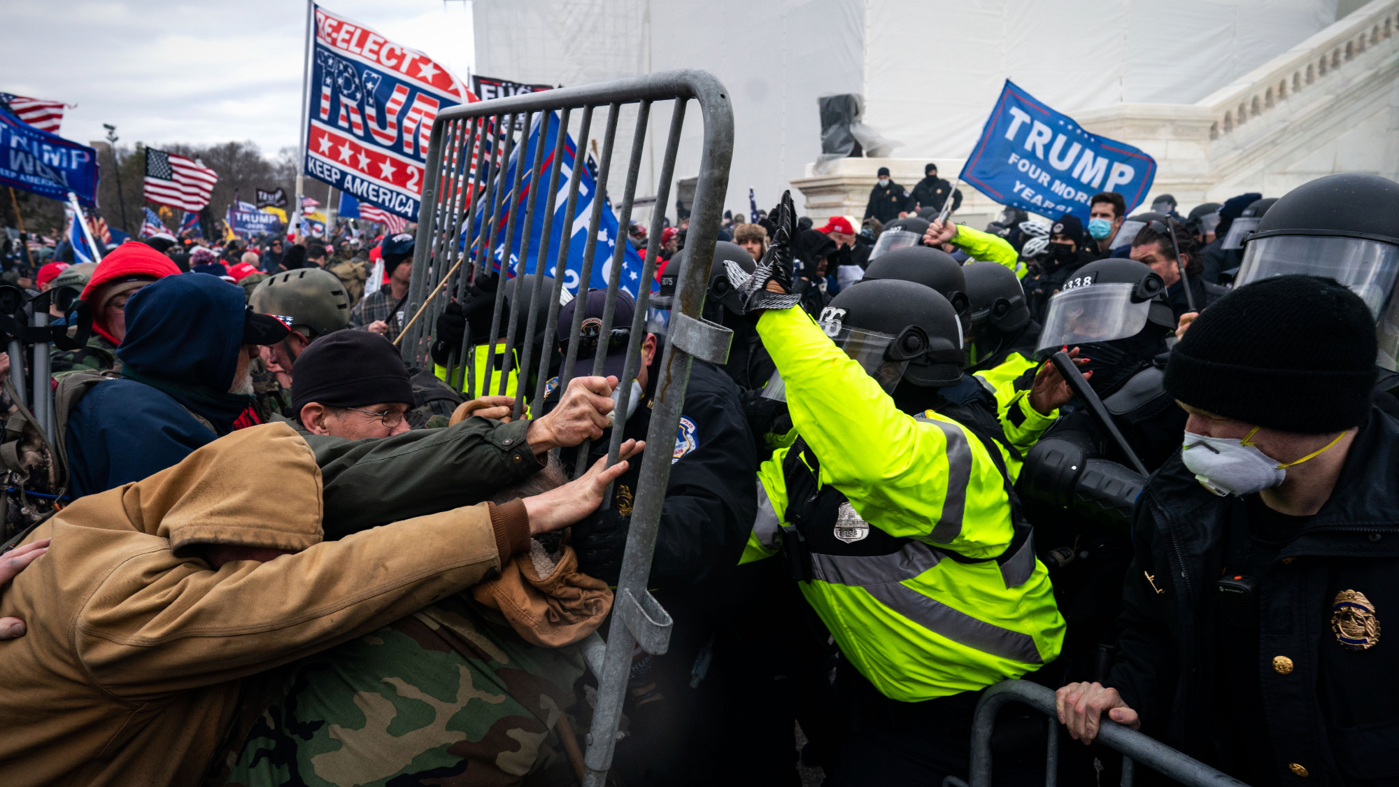 Trump supporters clash with police while storming the U.S. Capitol on Jan. 6, 2021.