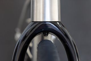 Close up of Ribble Allroad Ti Pro fork showing large tyre clearance