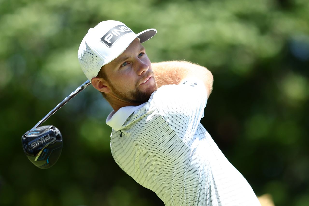 Rasmus Neergaard-Petersen hits a driver off the tee