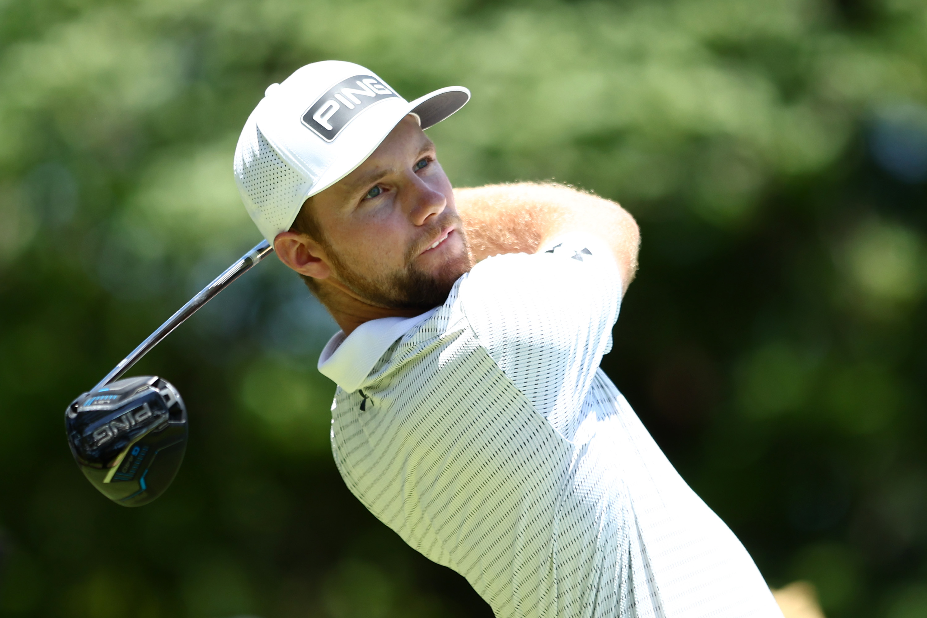 Rasmus Neergaard-Petersen hits a driver off the tee