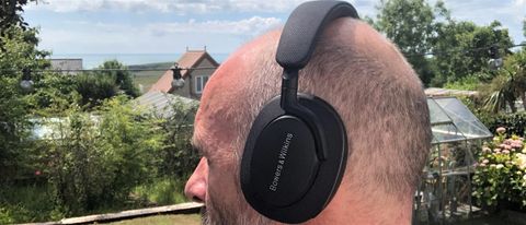 Bowers & Wilkins PX7 S2 worn by reviewer outside 